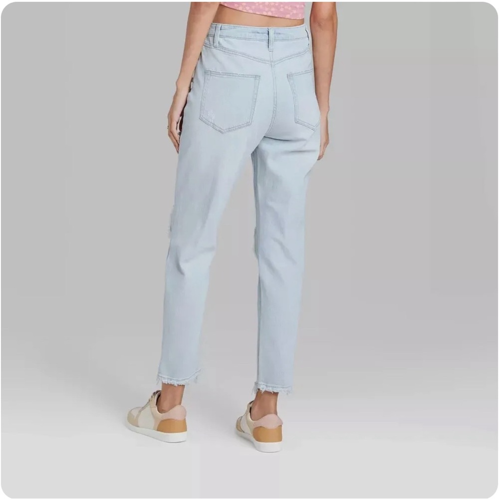 Super-High Rise Distressed Mom Jeans - Picture 2 of 5
